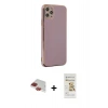 MARSİLYAN™- iPhone 11 Pro Max Kılıf Yankı Serisi - Siyah Mat Seramik Nano Ekran Koruyucu + Kırmızı Pers Alüminyum Kamera Lens