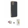 MARSİLYAN™- iPhone 11 Pro Max Kılıf Yankı Serisi - Siyah Mat Seramik Nano Ekran Koruyucu + Kırmızı Pers Alüminyum Kamera Lens