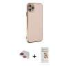 MARSİLYAN™- iPhone 11 Pro Max Kılıf Yankı Serisi - Siyah Mat Seramik Nano Ekran Koruyucu + Kırmızı Pers Alüminyum Kamera Lens
