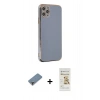 MARSİLYAN™- iPhone 11 Pro Max Kılıf Yankı Serisi - Siyah Mat Seramik Nano Ekran Koruyucu + Mor Metal Kamera Lens Koruma Cam