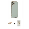 MARSİLYAN™- iPhone 11 Pro Max Kılıf Yankı Serisi - Siyah Mat Seramik Nano Ekran Koruyucu + Pembe Renkli Kamera Lens Koruma Cam