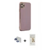 MARSİLYAN™- iPhone 11 Pro Max Kılıf Yankı Serisi - Siyah Mat Seramik Nano Ekran Koruyucu + Pers Alüminyum Kamera Lens - LT