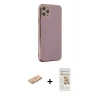 MARSİLYAN™- iPhone 11 Pro Max Kılıf Yankı Serisi - Siyah Mat Seramik Nano Ekran Koruyucu + Renkli Kamera Lens Koruma Cam - PE