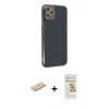 MARSİLYAN™- iPhone 11 Pro Max Kılıf Yankı Serisi - Siyah Mat Seramik Nano Ekran Koruyucu + Renkli Kamera Lens Koruma Cam - MI