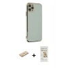 MARSİLYAN™- iPhone 11 Pro Max Kılıf Yankı Serisi - Siyah Mat Seramik Nano Ekran Koruyucu + Renkli Kamera Lens Koruma Cam - SI