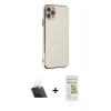MARSİLYAN™- iPhone 11 Pro Max Kılıf Yankı Serisi - Siyah Mat Seramik Nano Ekran Koruyucu + Kamera Lens Koruma Cam - SF