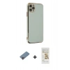MARSİLYAN™- iPhone 11 Pro Max Kılıf Yankı Serisi - Siyah Mat Seramik Nano Ekran Koruyucu + Shine Kamera Lens Koruma Cam - PE