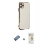 MARSİLYAN™- iPhone 11 Pro Max Kılıf Yankı Serisi - Siyah Mat Seramik Nano Ekran Koruyucu + Shine Kamera Lens Koruma Cam - MI