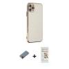 MARSİLYAN™- iPhone 11 Pro Max Kılıf Yankı Serisi - Siyah Mat Seramik Nano Ekran Koruyucu + Shine Kamera Lens Koruma Cam - PE