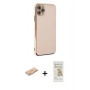 MARSİLYAN™- iPhone 11 Pro Max Kılıf Yankı Serisi - Siyah Mat Seramik Nano Ekran Koruyucu + Turuncu Renkli Kamera Lens Koruma Cam