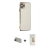 MARSİLYAN™- iPhone 11 Pro Max Kılıf Yankı Serisi - Siyah Mat Seramik Nano Ekran Koruyucu + Yeşil Rainbow Kamera Lens Koruma Cam