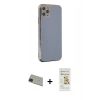 MARSİLYAN™- iPhone 11 Pro Max Kılıf Yankı Serisi - Siyah Mat Seramik Nano Ekran Koruyucu + Yeşil Rainbow Kamera Lens Koruma Cam