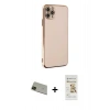 MARSİLYAN™- iPhone 11 Pro Max Kılıf Yankı Serisi - Siyah Mat Seramik Nano Ekran Koruyucu + Yeşil Rainbow Kamera Lens Koruma Cam