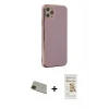 MARSİLYAN™- iPhone 11 Pro Max Kılıf Yankı Serisi - Siyah Mat Seramik Nano Ekran Koruyucu + Yeşil Rainbow Kamera Lens Koruma Cam