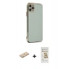 MARSİLYAN™- iPhone 11 Pro Max Kılıf Yankı Serisi - Siyah Mat Seramik Nano Ekran Koruyucu + Renkli Kamera Lens Koruma Cam - YL