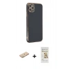 MARSİLYAN™- iPhone 11 Pro Max Kılıf Yankı Serisi - Siyah Mat Seramik Nano Ekran Koruyucu + Renkli Kamera Lens Koruma Cam - YL