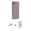 MARSİLYAN™- iPhone 11 Pro Max Kılıf Yankı Serisi - Siyah Mat Seramik Nano Ekran Koruyucu + Renkli Kamera Lens Koruma Cam - YL