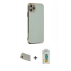 MARSİLYAN™- iPhone 11 Pro Max Kılıf Yankı Serisi - Siyah Polymer Nano Ekran Koruyucu + Gold Rainbow Kamera Lens Koruma Cam