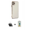 MARSİLYAN™- iPhone 11 Pro Max Kılıf Yankı Serisi - Siyah Polymer Nano Ekran Koruyucu + Kamera Lens Koruma Cam - SF