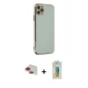 MARSİLYAN™- iPhone 11 Pro Max Kılıf Yankı Serisi - Siyah Polymer Nano Ekran Koruyucu + Kırmızı Pers Alüminyum Kamera Lens