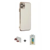 MARSİLYAN™- iPhone 11 Pro Max Kılıf Yankı Serisi - Siyah Polymer Nano Ekran Koruyucu + Kırmızı Pers Alüminyum Kamera Lens