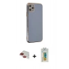 MARSİLYAN™- iPhone 11 Pro Max Kılıf Yankı Serisi - Siyah Polymer Nano Ekran Koruyucu + Kırmızı Pers Alüminyum Kamera Lens