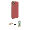 MARSİLYAN™- iPhone 11 Pro Max Kılıf Yankı Serisi - Siyah Polymer Nano Ekran Koruyucu + Renkli Kamera Lens Koruma Cam - MI