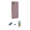 MARSİLYAN™- iPhone 11 Pro Max Kılıf Yankı Serisi - Siyah Polymer Nano Ekran Koruyucu + Metal Kamera Lens Koruma Cam - MI