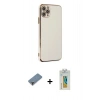 MARSİLYAN™- iPhone 11 Pro Max Kılıf Yankı Serisi - Siyah Polymer Nano Ekran Koruyucu + Metal Kamera Lens Koruma Cam - MR
