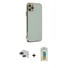 MARSİLYAN™- iPhone 11 Pro Max Kılıf Yankı Serisi - Siyah Polymer Nano Ekran Koruyucu + Pers Alüminyum Kamera Lens - SH