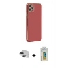 MARSİLYAN™- iPhone 11 Pro Max Kılıf Yankı Serisi - Siyah Polymer Nano Ekran Koruyucu + Pers Alüminyum Kamera Lens - SH