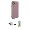 MARSİLYAN™- iPhone 11 Pro Max Kılıf Yankı Serisi - Siyah Polymer Nano Ekran Koruyucu + Pers Alüminyum Kamera Lens - SH
