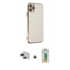 MARSİLYAN™- iPhone 11 Pro Max Kılıf Yankı Serisi - Siyah Polymer Nano Ekran Koruyucu + Pers Alüminyum Kamera Lens - SH