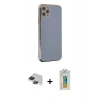 MARSİLYAN™- iPhone 11 Pro Max Kılıf Yankı Serisi - Siyah Polymer Nano Ekran Koruyucu + Pers Alüminyum Kamera Lens - SH