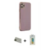 MARSİLYAN™- iPhone 11 Pro Max Kılıf Yankı Serisi - Siyah Polymer Nano Ekran Koruyucu + Rainbow Kamera Lens Koruma Cam - YL