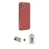 MARSİLYAN™- iPhone 11 Pro Max Kılıf Yankı Serisi - Siyah Polymer Nano Ekran Koruyucu + Rainbow Kamera Lens Koruma Cam - YL
