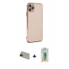 MARSİLYAN™- iPhone 11 Pro Max Kılıf Yankı Serisi - Siyah Polymer Nano Ekran Koruyucu + Rainbow Kamera Lens Koruma Cam - YL