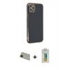 MARSİLYAN™- iPhone 11 Pro Max Kılıf Yankı Serisi - Siyah Polymer Nano Ekran Koruyucu + Rainbow Kamera Lens Koruma Cam - YL