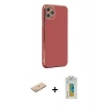 MARSİLYAN™- iPhone 11 Pro Max Kılıf Yankı Serisi - Siyah Polymer Nano Ekran Koruyucu + Renkli Kamera Lens Koruma Cam - SI