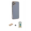 MARSİLYAN™- iPhone 11 Pro Max Kılıf Yankı Serisi - Siyah Polymer Nano Ekran Koruyucu + Renkli Kamera Lens Koruma Cam - PE