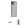 MARSİLYAN™- iPhone 11 Pro Max Kılıf Yankı Serisi - Siyah Polymer Nano Ekran Koruyucu + Renkli Kamera Lens Koruma Cam - SI