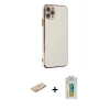 MARSİLYAN™- iPhone 11 Pro Max Kılıf Yankı Serisi - Siyah Polymer Nano Ekran Koruyucu + Renkli Kamera Lens Koruma Cam - SI