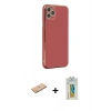 MARSİLYAN™- iPhone 11 Pro Max Kılıf Yankı Serisi - Siyah Polymer Nano Ekran Koruyucu + Renkli Kamera Lens Koruma Cam - PE