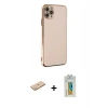 MARSİLYAN™- iPhone 11 Pro Max Kılıf Yankı Serisi - Siyah Polymer Nano Ekran Koruyucu + Renkli Kamera Lens Koruma Cam - SI