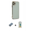MARSİLYAN™- iPhone 11 Pro Max Kılıf Yankı Serisi - Siyah Polymer Nano Ekran Koruyucu + Metal Kamera Lens Koruma Cam - SH