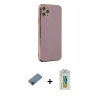 MARSİLYAN™- iPhone 11 Pro Max Kılıf Yankı Serisi - Siyah Polymer Nano Ekran Koruyucu + Metal Kamera Lens Koruma Cam - SH