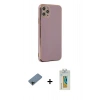 MARSİLYAN™- iPhone 11 Pro Max Kılıf Yankı Serisi - Siyah Polymer Nano Ekran Koruyucu + Siyah Shine Kamera Lens Koruma Cam