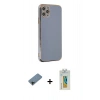 MARSİLYAN™- iPhone 11 Pro Max Kılıf Yankı Serisi - Siyah Polymer Nano Ekran Koruyucu + Siyah Shine Kamera Lens Koruma Cam