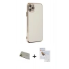 MARSİLYAN™- iPhone 11 Pro Max Kılıf Yankı Serisi - Siyah Seramik Nano Ekran Koruyucu + Rainbow Kamera Lens Koruma Cam - GD