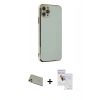 MARSİLYAN™- iPhone 11 Pro Max Kılıf Yankı Serisi - Siyah Seramik Nano Ekran Koruyucu + Rainbow Kamera Lens Koruma Cam - GD